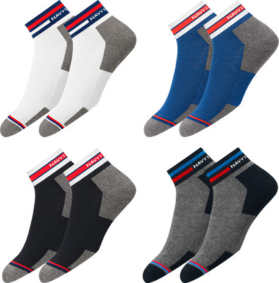 Navy Sport Men Striped Ankle Length(Pack of 4)
