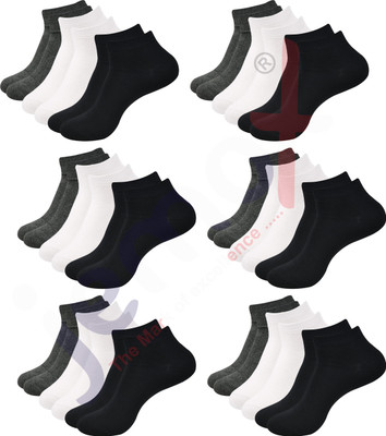 JEMOX Men & Women Solid Ankle Length(Pack of 12)