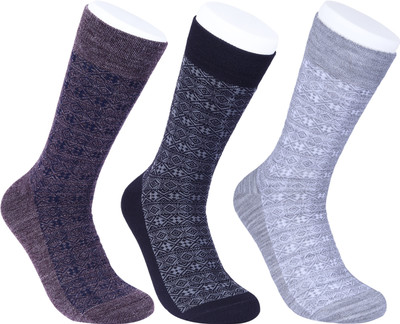 HOE Unisex Self Design Mid-Calf/Crew(Pack of 3)