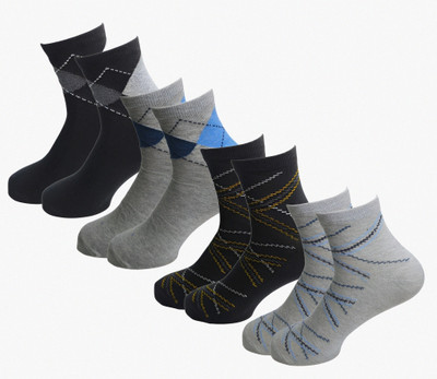 Cozysox Men Self Design, Solid Ankle Length(Pack of 4)