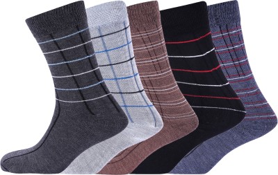 SIDHMART Men & Women Geometric Print Mid-Calf/Crew(Pack of 5)