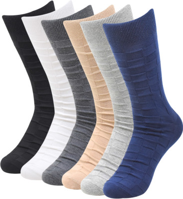 SOCKSXPRESS Cotton Men Solid Calf Length(Pack of 6)