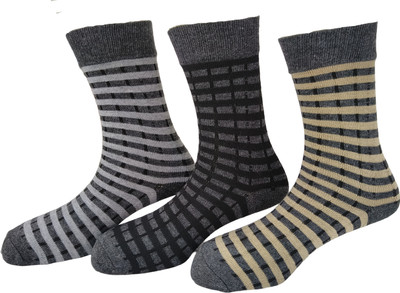 Graceway Men & Women Self Design Mid-Calf/Crew(Pack of 3)