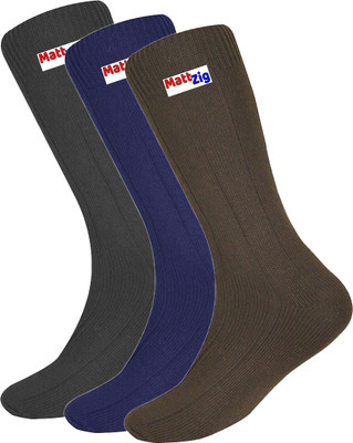 MATTZIG Men Self Design Mid-Calf/Crew(Pack of 3)
