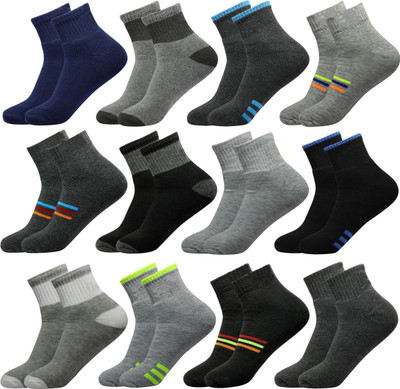 krijo Men Solid, Self Design Ankle Length(Pack of 12)
