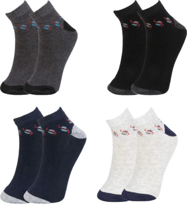 Sockszone Unisex Printed Ankle Length(Pack of 4)