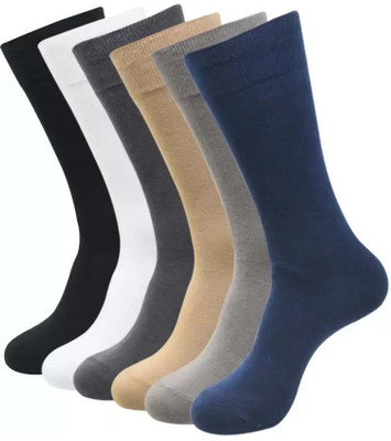 ATTRACTIVE Men Solid Mid-Calf/Crew(Pack of 6)