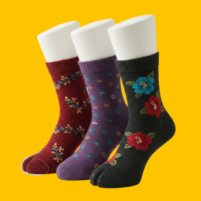 Naosucura Women Floral Print Mid-Calf/Crew(Pack of 3)