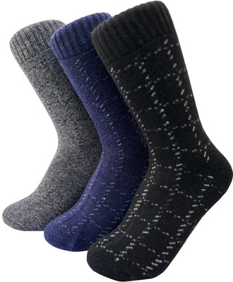 Frackson Men Solid, Self Design, Woven Mid-Calf/Crew(Pack of 3)