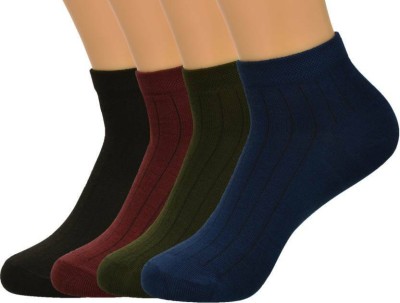 REDCARP Men Striped Ankle Length, Mid-Calf/Crew, Low Cut, Peds/Footie/No-Show(Pack of 4)