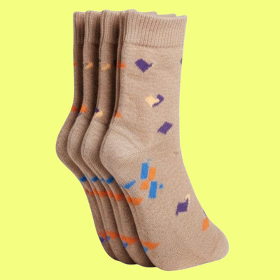 Naosucura Women Graphic Print Mid-Calf/Crew(Pack of 4)