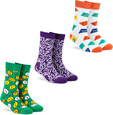 Dynamocks Men & Women Printed Mid-Calf/Crew(Pack of 3)
