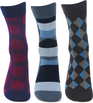 BONJOUR Designer Office/ Business/ Formal Full Length Socks for Men Mid-Calf/Crew(Pack of 3)