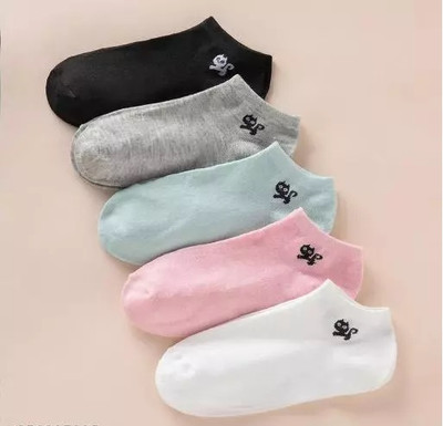 Suprix Women Printed, Graphic Print Ankle Length, Peds/Footie/No-Show, Low Cut(Pack of 5)
