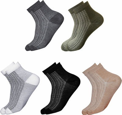 ZOWERO Men & Women Printed, Self Design, Solid Ankle Length(Pack of 5)