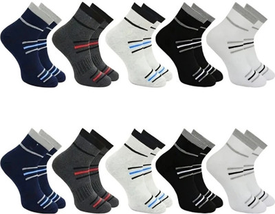 Bahuzo Men Striped Ankle Length, Low Cut