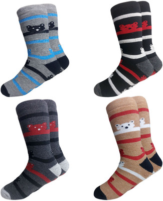 Krispar Boys & Girls Color Block Mid-Calf/Crew(Pack of 4)