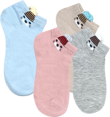 Nicsy Women Printed Low Cut, Ankle Length, Peds/Footie/No-Show(Pack of 4)