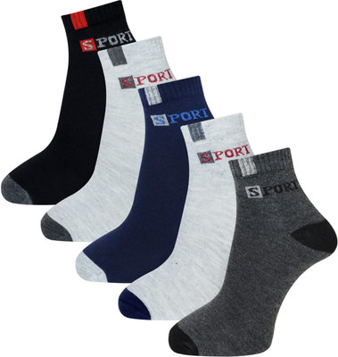 PALMLON Men Solid Ankle Length(Pack of 5)