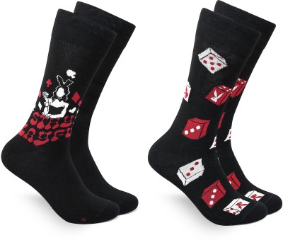 BALENZIA Poker Men Printed Mid-Calf/Crew(Pack of 2)