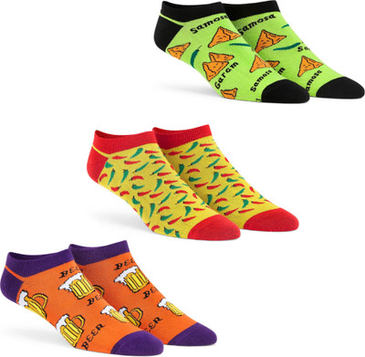 Dynamocks Unisex Printed Ankle Length(Pack of 3)