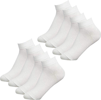Best Friends Forever Plain White Ankle length Solid socks for Home, Office, Sports Men & Women Solid Ankle Length(Pack of 4)
