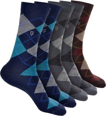 Footprints Men Argyle Calf Length(Pack of 5)