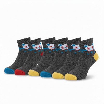 Wolvox Boys & Girls Solid Ankle Length(Pack of 6)