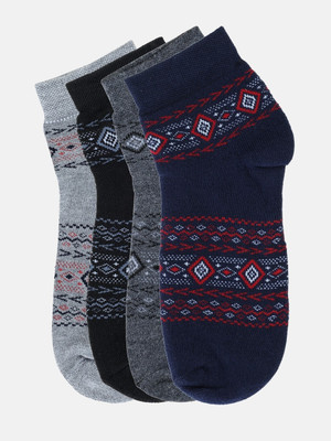 Kolor Fusion Men Geometric Print Mid-Calf/Crew(Pack of 4)