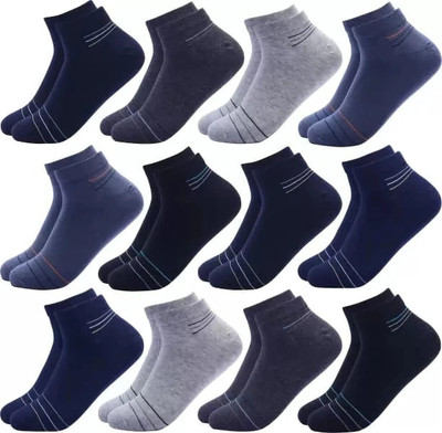 SOCOLOCO Men & Women Striped Ankle Length(Pack of 12)