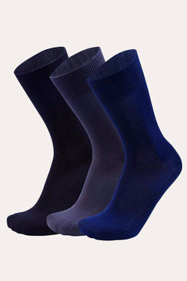 Broova Men Solid Mid-Calf/Crew(Pack of 3)