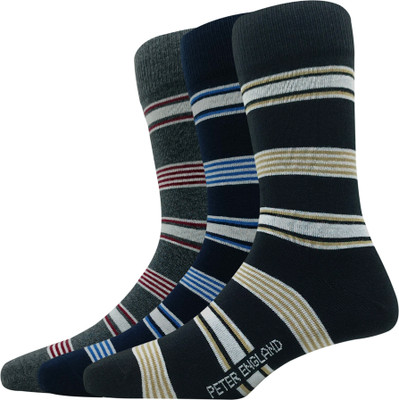 PETER ENGLAND Men Striped Calf Length(Pack of 3)