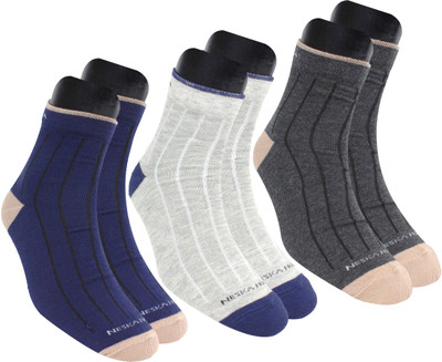 Neska Moda Women Color Block, Self Design Ankle Length(Pack of 3)