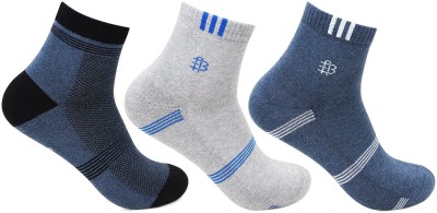 BONJOUR Designer Cushioned/ Terry Sports Socks Men Self Design, Striped, Printed Ankle Length(Pack of 3)