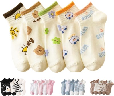 SWEET CABOODLES Women Self Design, Striped, Solid, Printed Ankle Length(Pack of 5)