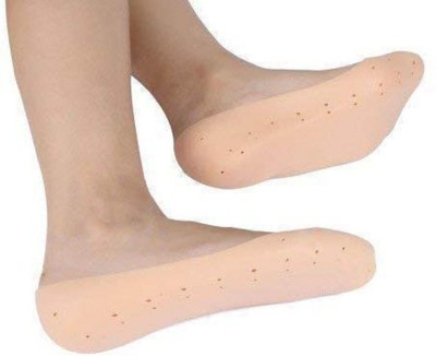 CITYCART (1 PAIR) Silicon Full heel Socks Anti Crack Full Length Silicone Foot Protector Heel Support(Beige)