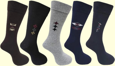 GARUN Men Printed Mid-Calf/Crew(Pack of 5)
