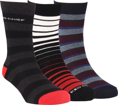 RED CHIEF Men Striped Calf Length(Pack of 3)