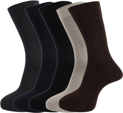 Broova Men Solid Mid-Calf/Crew(Pack of 5)