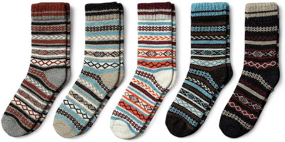 Sockscarving Men Geometric Print Calf Length(Pack of 5)