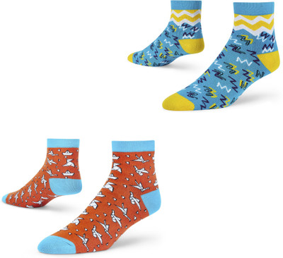 Dynamocks Unisex Printed Ankle Length(Pack of 2)