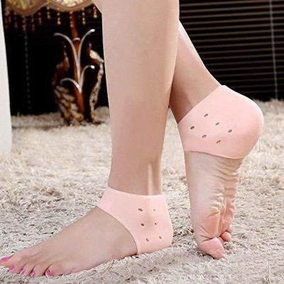 KENTELLY Silicone Gel Heel Pad Socks for Pain Relief for Men and Women/Anti Crack Set 03 Heel Support(Beige)