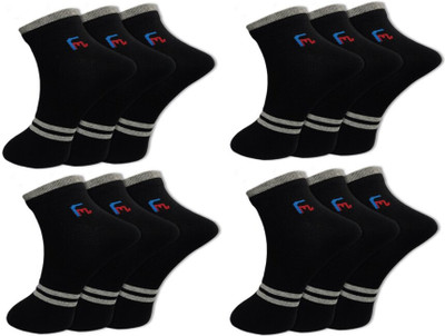 FeetMotion Men Self Design Ankle Length(Pack of 12)