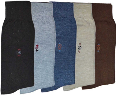 RTGLOBAL Men Solid, Geometric Print Calf Length(Pack of 5)