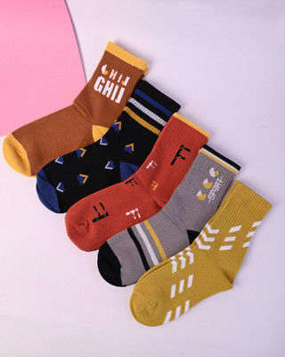 Kolor Fusion Boys & Girls Self Design Ankle Length(Pack of 5)