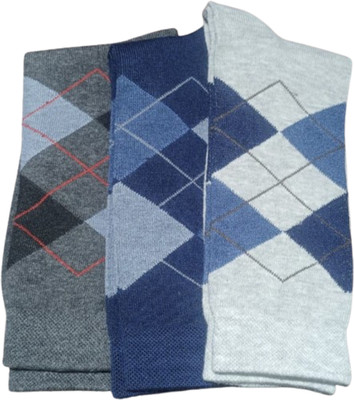 WELLVIEW Men Solid, Checkered, Self Design Calf Length(Pack of 3)