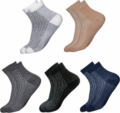 ZOWERO Men & Women Self Design, Solid, Printed Ankle Length(Pack of 5)