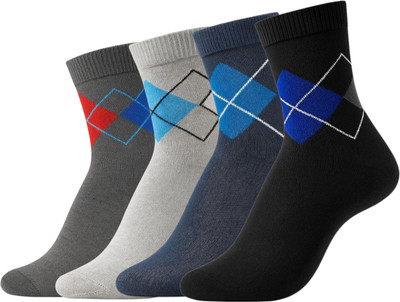 Socksy Unisex Self Design Calf Length, Knee High(Pack of 4)