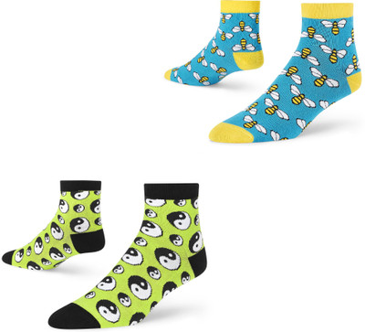 Dynamocks Unisex Printed Ankle Length(Pack of 2)