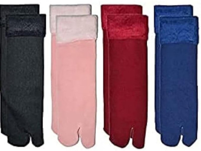 SOSHRE Women Solid Mid-Calf/Crew(Pack of 4)